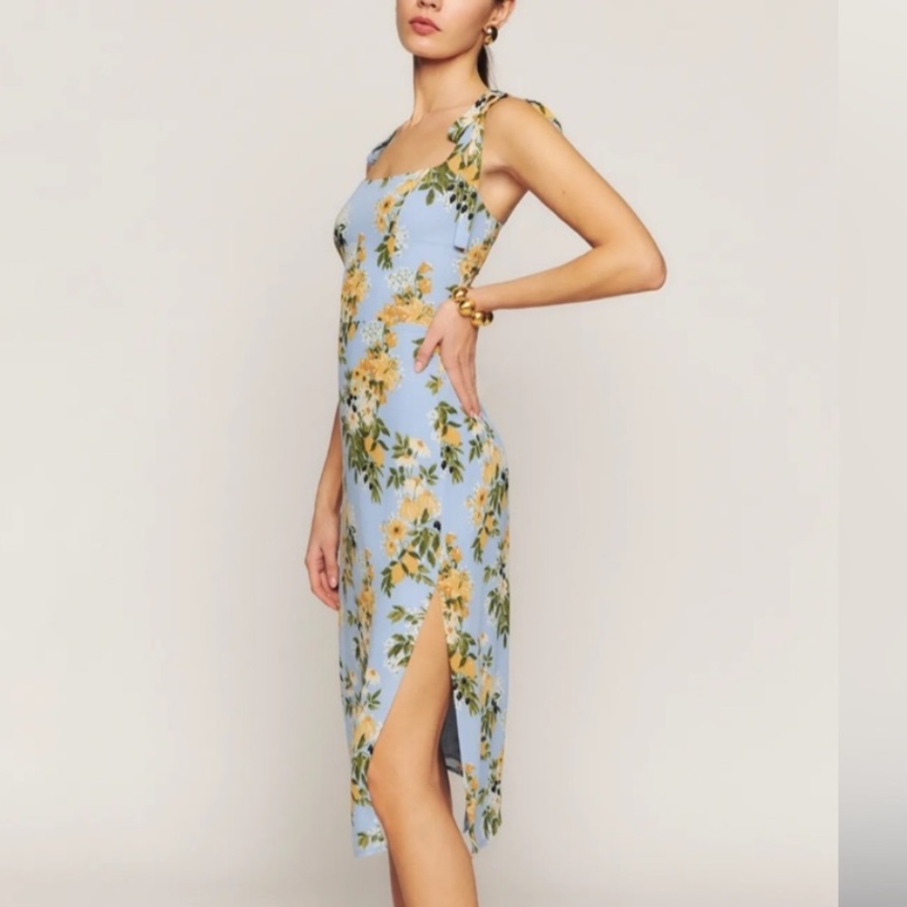 NWT Reformation Besse Dress in Amalfi Blue & Yellow | Size 12 - Picture 2 of 10